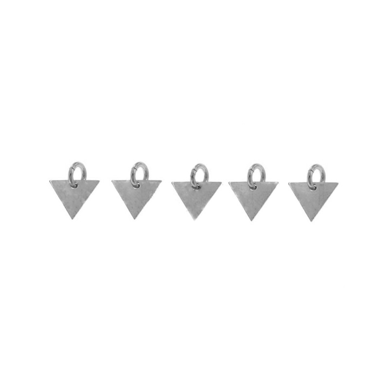 Triangle pendants in white gold plated 925 silver (5 pcs.)