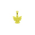 Angel plate pendant with prayer "Angel of God" engraved 20x19 mm yellow gold plated in 925 silver