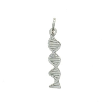 White gold plated DNA engraved plate pendant in 925 silver