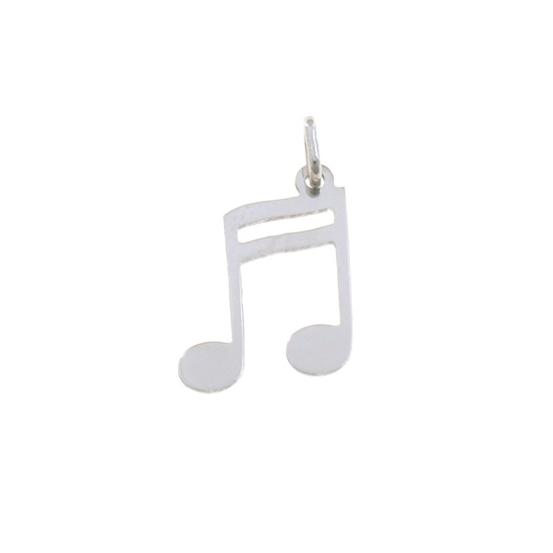 White gold plated musical note plate pendant in 925 silver