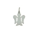 White gold plated angel with engraved wings pendant in 925 silver
