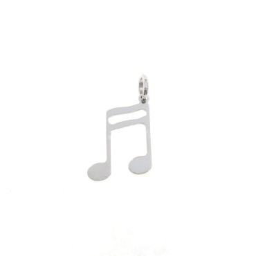 White gold plated musical note perforated plate pendant in 925 silver