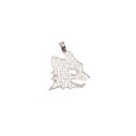 Wolf head pendant with white cubic zirconia pave, white gold plated in 925 silver