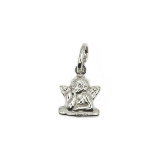 Ciondolo angelo accoppiato e inciso placcato oro bianco in argento bianco 925