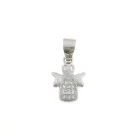 White half-zircon angel pendant white gold plated in 925 silver
