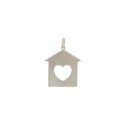 Plate house pendant with openwork heart in white gold plated 925 silver