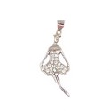 Ballerina pendant engraved with white zircon dress white gold plated in 925 silver