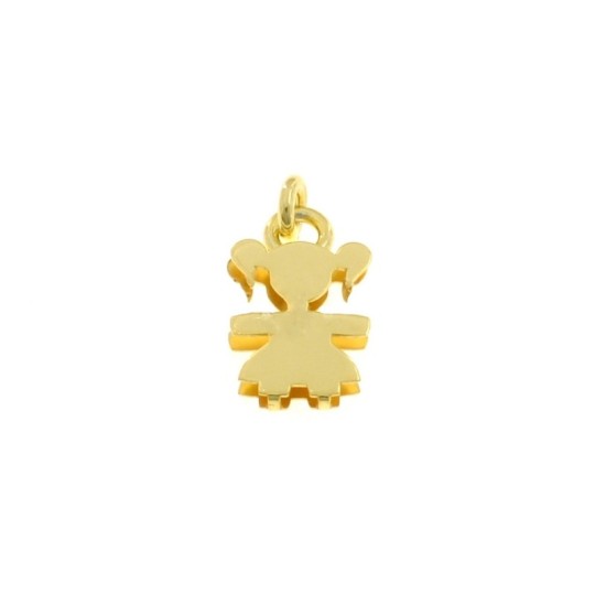 Ciondolo bimba a doppia lastra 14x11 mm. placcato oro giallo in argento 925