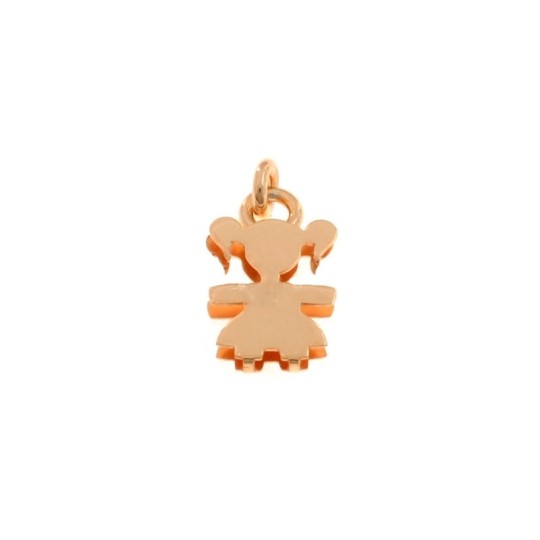 Double plate baby pendant 14x11 mm. rose gold plated in 925 silver