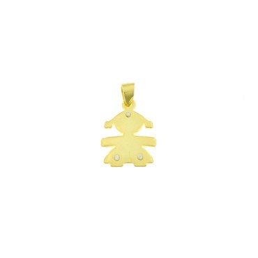 Yellow gold plated girl pendant with 3 zircons in 925 silver
