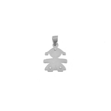 White gold plated girl pendant with 3 zircons in 925 silver