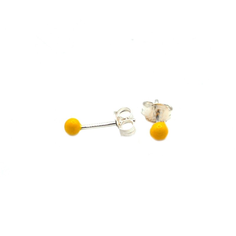 White gold plated yellow enamel sphere earrings in 925 silver