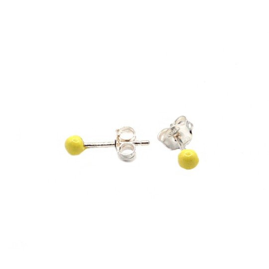Orecchini sfera smaltata vaniglia placcato oro bianco in argento 925