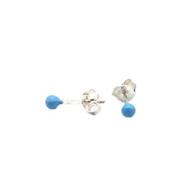 White gold plated celestial enamelled sphere earrings in 925 silver