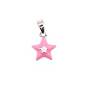 Enamelled star pendant with central zirconia plated in white gold in 925 silver