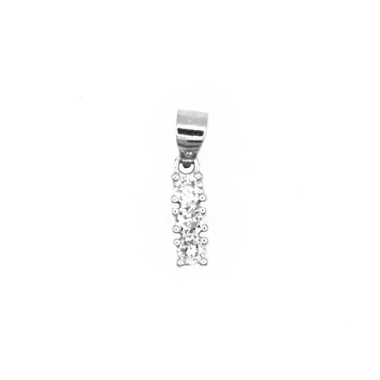 Ciondolo trilogy 3 mm zirconato bianco placcato oro bianco in argento 925