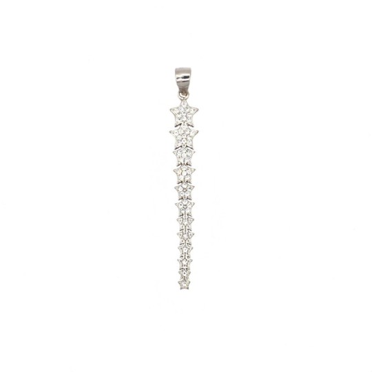 Ciondolo stelle pendenti degradé zirconate bianche placcato oro bianco in argento 925