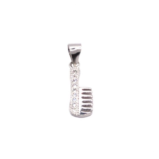 Ciondolo pettine semi zirconato placcato oro bianco in argento 925