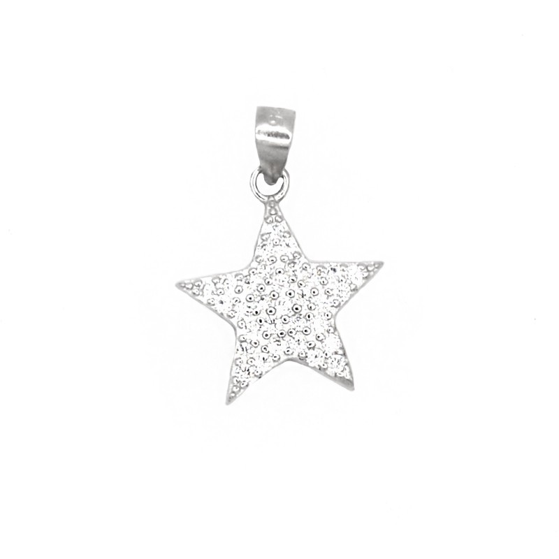 White gold plated zircon pavé star pendant in 925 silver