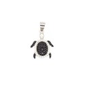 Turtle pendant with black and white zircons white gold plated in 925 silver