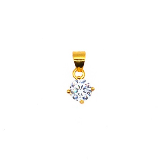 Ciondolo punto luce a 5mm a 4 griffe placcato oro giallo in argento 925