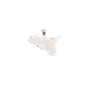 Sicily pendant with white cubic zirconia pave, white gold plated in 925 silver