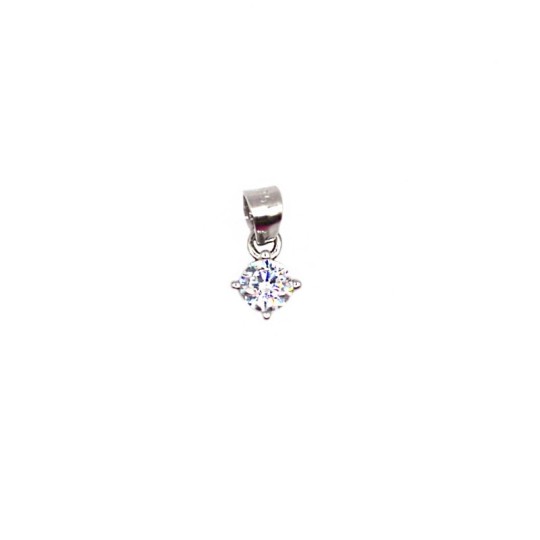Ciondolo punto luce da 4 mm a 4 griffe placcato oro bianco in argento 925