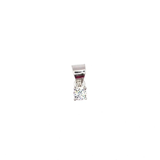 Ciondolo punto luce da 3 mm a 4 griffe placcato oro bianco in argento 925
