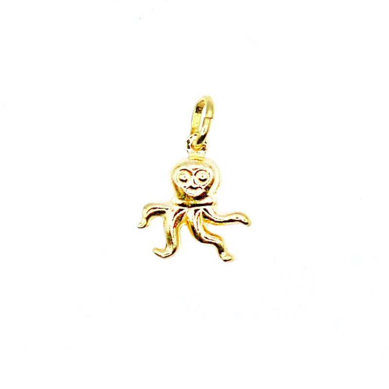 Yellow gold plated coupled octopus pendant in 925 silver