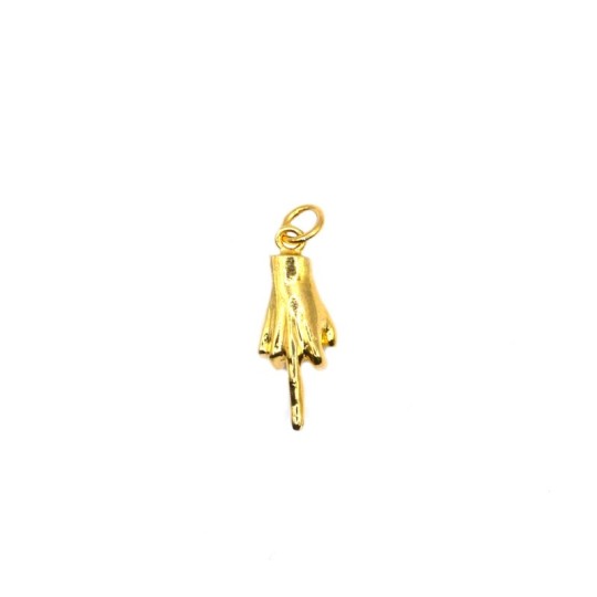 Yellow gold plated hand with middle finger raised pendant in 925 silver