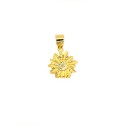Ciondolo fiore con petali incisi e centrale zirconato bianco placcato oro giallo in argento 925