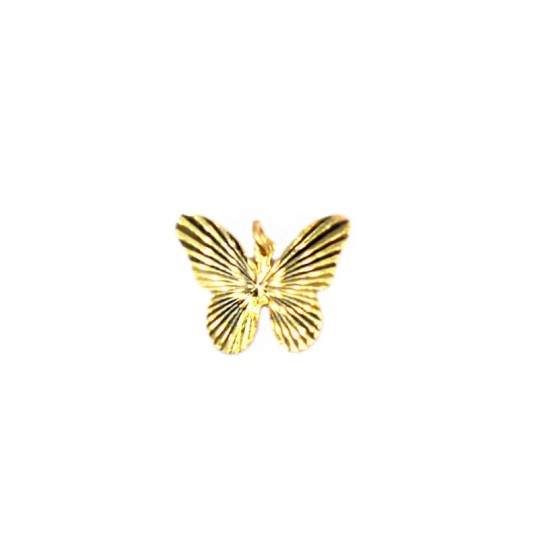 Yellow gold plated butterfly pendant with diamond lines in 925 silver