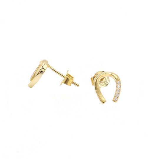 Orecchini ferro di cavallo semi zirconato bianco placcati oro giallo in argento 925
