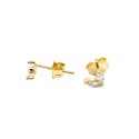 2 Petal Cubic Zirconia Spool Stud Earrings Yellow Gold Plated in 925 Silver