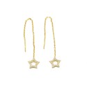 Orecchini a filo saliscendi con stella di zirconi bianchi placcati oro giallo in argento 925