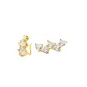 White zirconia heart earrings with hook yellow gold plated in 925 silver
