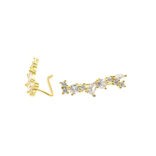 Orecchini fantasia di zirconi bianchi con amo placcati oro giallo in argento 925