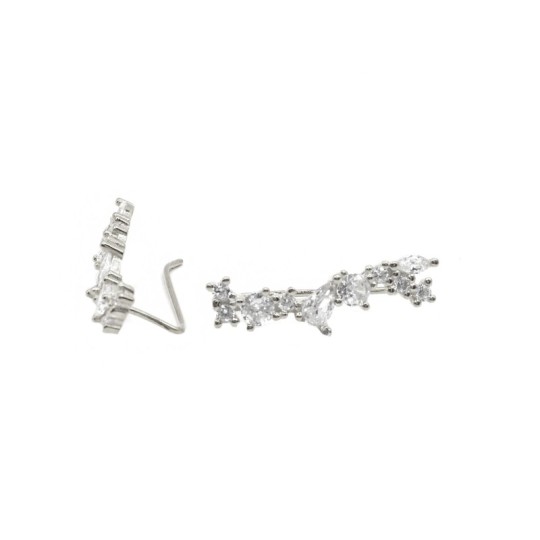 Orecchini fantasia di zirconi bianchi con amo placcati oro bianco in argento 925