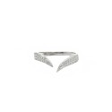 Adjustable V-shaped ring semi zirconia white gold plated in 925 silver