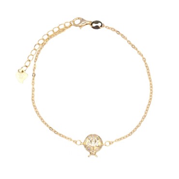 Forzatina mesh bracelet with semi-zirconium-plated white curved ladybug in yellow gold plated 926 silver