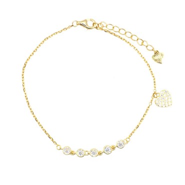 Forzatina mesh bracelet with central zirconia onion with lateral heart zirconia white gold plated in 926 silver