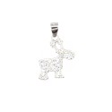 925 Silver White Gold Plated White Zirconia Reindeer Pendant