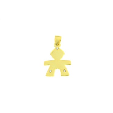 Yellow gold plated baby boy pendant with 3 zircons in 925 silver
