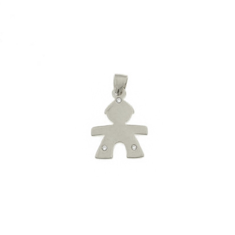White gold plated child pendant with 3 zircons in 925 silver