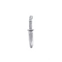 White gold plated dagger pendant with 925 silver zircon handle