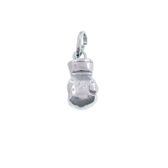 Ciondolo guantone da box placcato oro bianco in argento 925