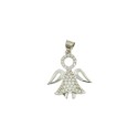 Ciondolo angelo traforato semizirconato bianco placcato oro bianco in argento 925
