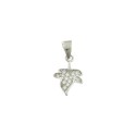 White gold-plated white zircon pavé leaf pendant in 925 silver