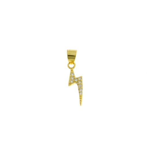 Ciondolo fulmine zirconato bianco placcato oro giallo in argento 925