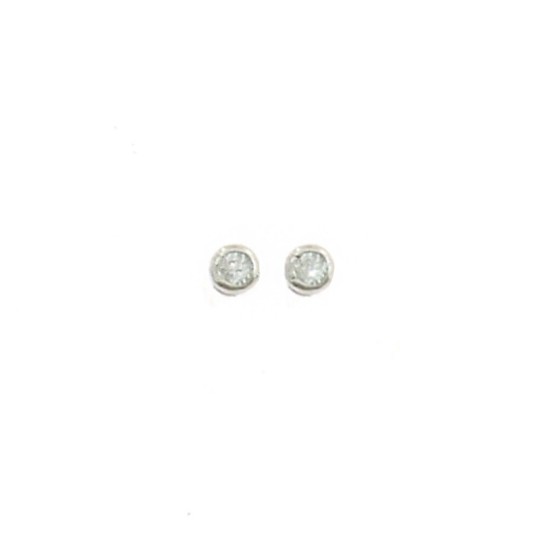 Orecchini punto luce di zircone a cipollina bianco da 2 mm su base placcata oro bianco in argento 925